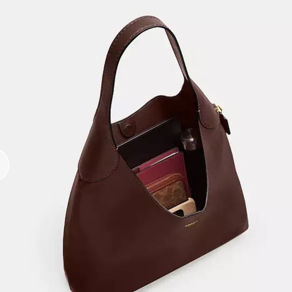 Coach Brooklyn Dark Brown Leather Shoulder Bag - Picture 9 of 9